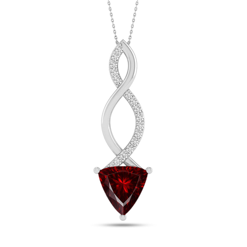 Infinity Twist Pendant | Sterling Silver Birthstone Necklace | Diamond Accent | Adjustable Chain | 15 Gemstone Choices