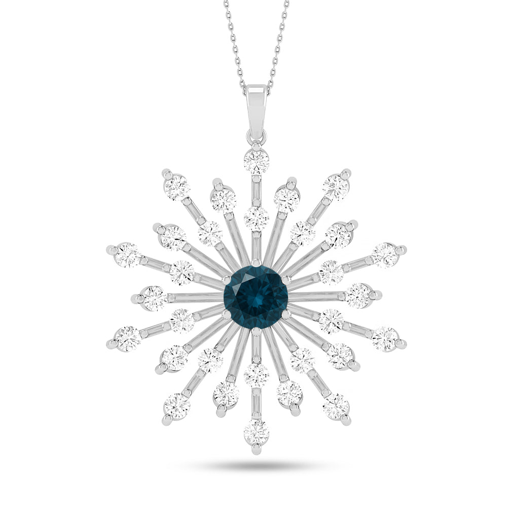 Starburst Pendant | Heart Knot Teardrop Pendant | Sterling Silver Birthstone Necklace | Diamond Accent | Adjustable Chain | 15 Gemstone Choices