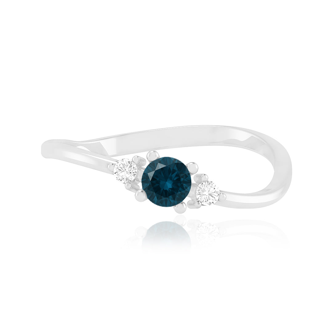 Three Stone Solitaire Ring | Sterling Silver Birthstone Ring | Genuine Gemstone & Diamond Studded Ring | Personalized Promise Ring | Gift for Her