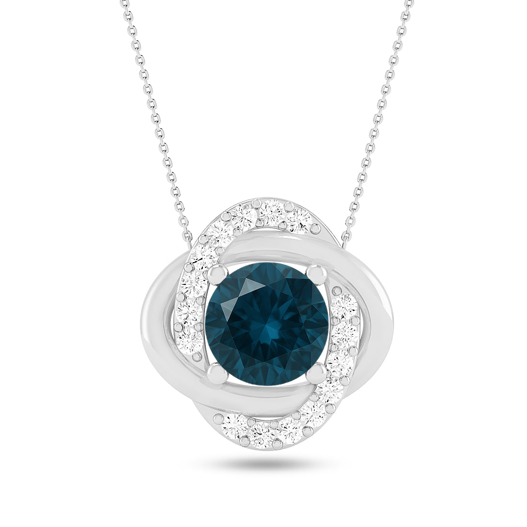 Geometric Bar Pendant | Starburst Pendant | Heart Knot Teardrop Pendant | Sterling Silver Birthstone Necklace | Diamond Accent | Adjustable Chain | 15 Gemstone Choices