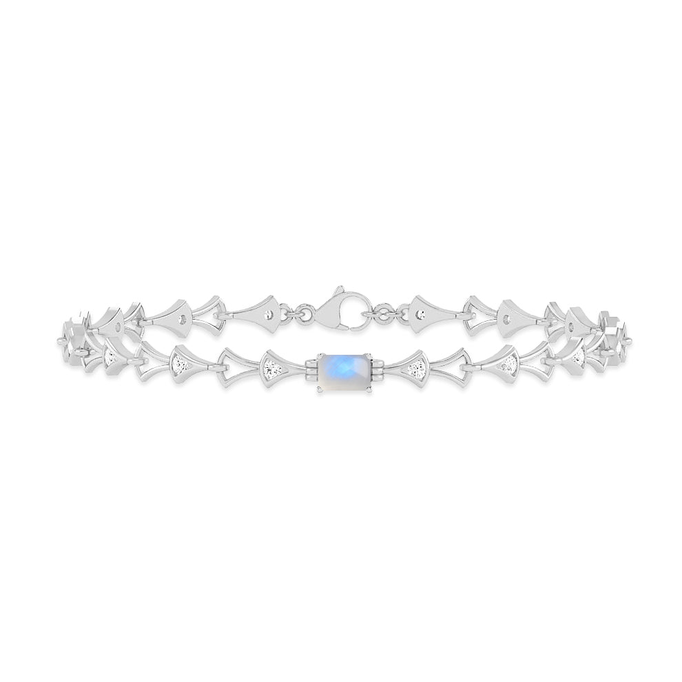 Art Deco Link Bracelet | Sterling Silver Birthstone Bracelet | Adjustable Chain | 15 Gemstone Choices | Personalized Gemstone Bracelet Floral Vine Bracelet Canter piece