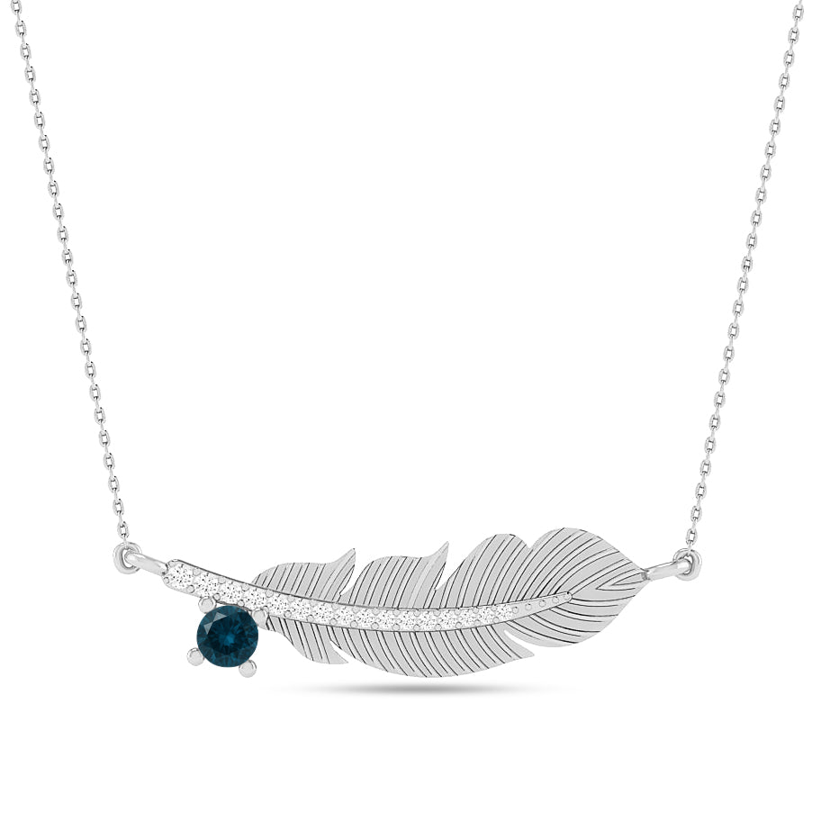 Feather Pendant Necklace | Starburst Pendant | Heart Knot Teardrop Pendant | Sterling Silver Birthstone Necklace | Diamond Accent | Adjustable Chain | 15 Gemstone Choices