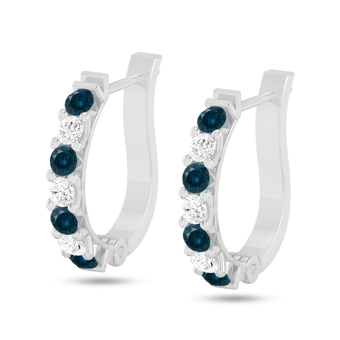 Inside-Outside Hoop Earrings | 925 Sterling Silver Birthstone Stud Earrings | Diamond Accent Gemstone Earrings | 15 Birthstone Options | Gift for Women