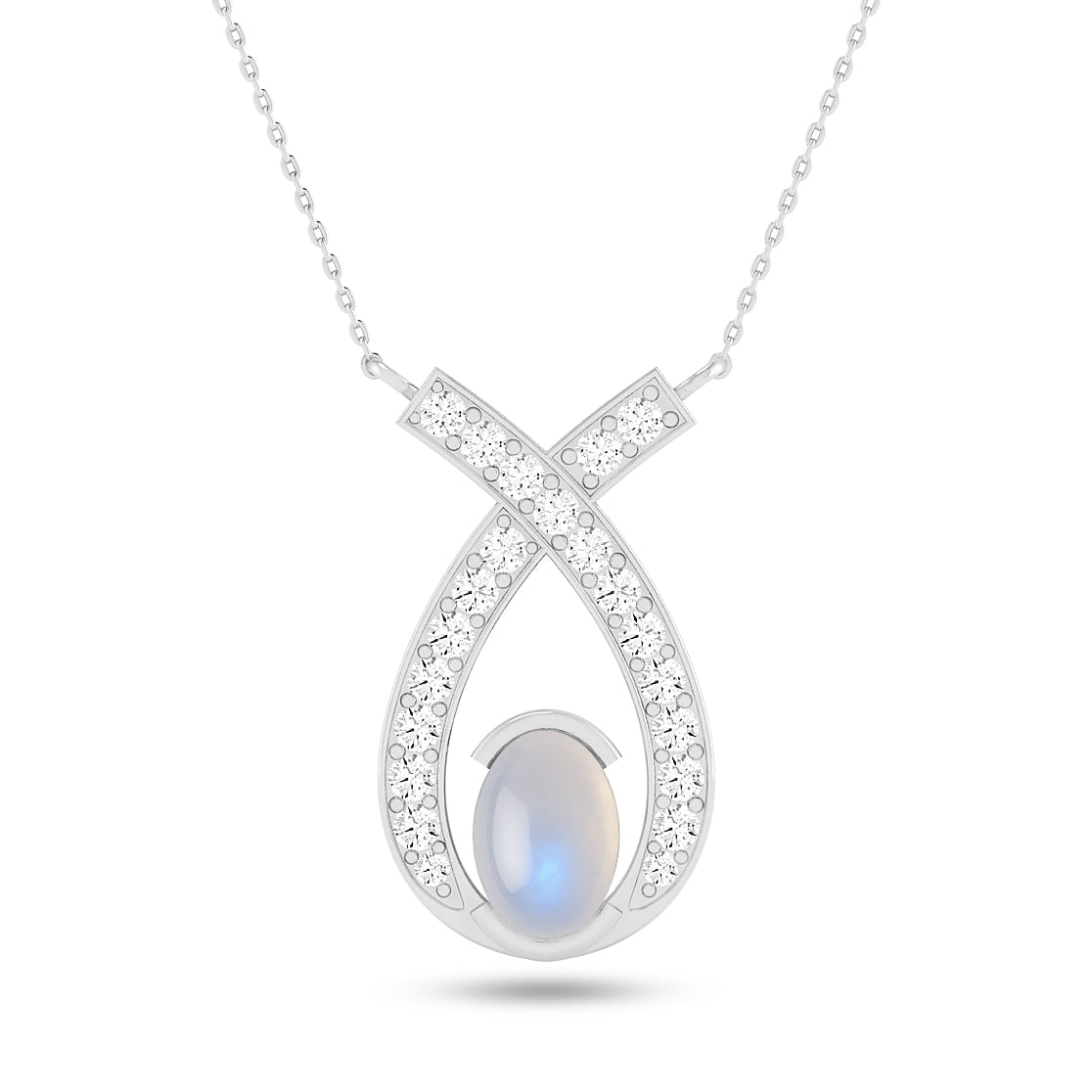 Teardrop Halo Pendant | Starburst Pendant | Heart Knot Teardrop Pendant | Sterling Silver Birthstone Necklace | Diamond Accent | Adjustable Chain | 15 Gemstone Choices