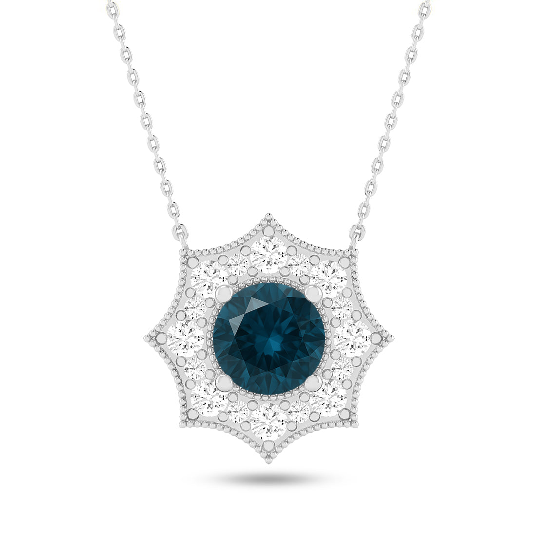 Snowflake Halo Pendant | Starburst Pendant | Heart Knot Teardrop Pendant | Sterling Silver Birthstone Necklace | Diamond Accent | Adjustable Chain | 15 Gemstone Choices