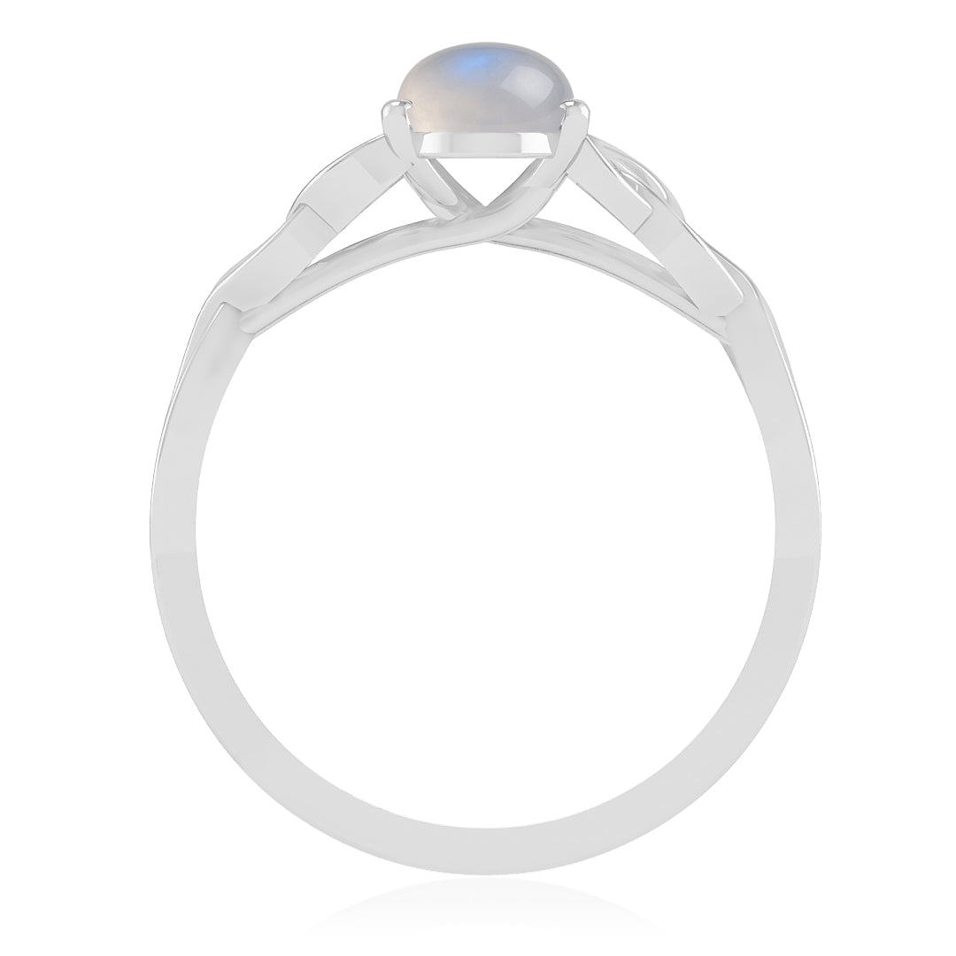 Celtic Knot Oval Solitaire Ring | Sterling Silver Birthstone Ring | Genuine Gemstone Studded Ring | Personalized Promise Ring | Gift for Her