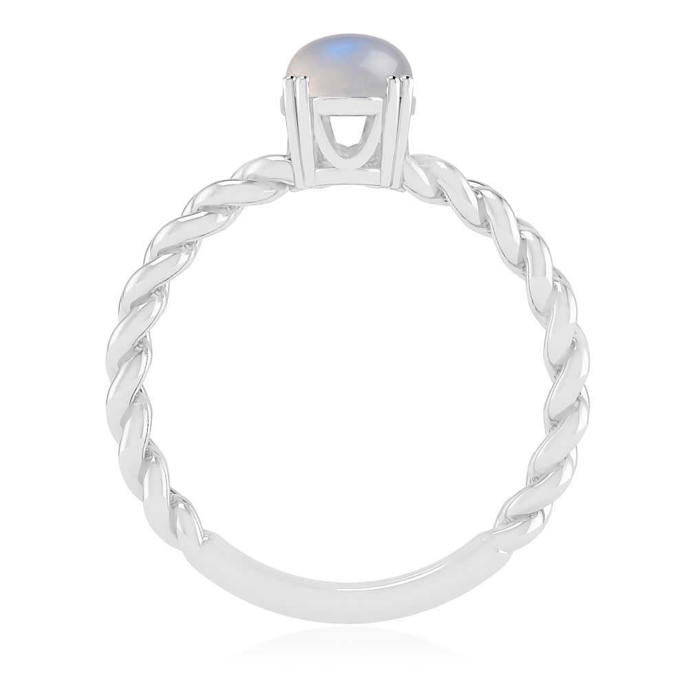 Chain Link Solitaire Ring | Sterling Silver Birthstone Ring | Genuine Gemstone Studded Ring | Personalized Promise Ring | Gift for Her