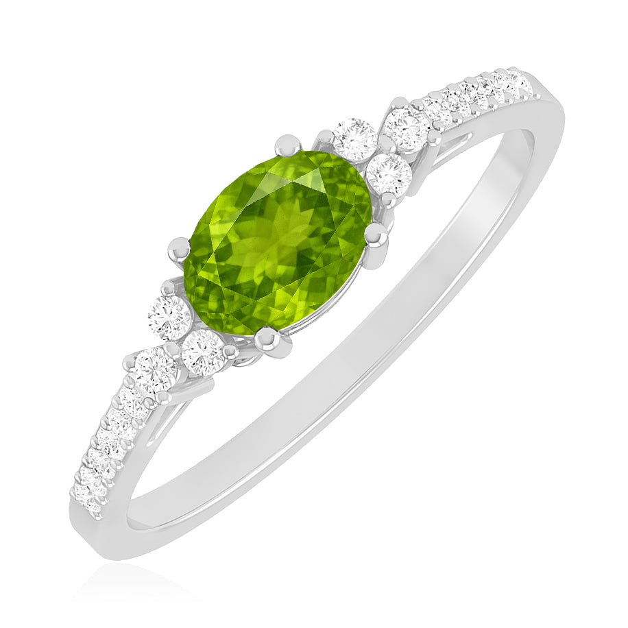 Bezel Set Three-Stone Ring | Sterling Silver Birthstone Ring | Genuine Gemstone & Diamond Studded Ring | Personalized Promise Ring | Gift for Her