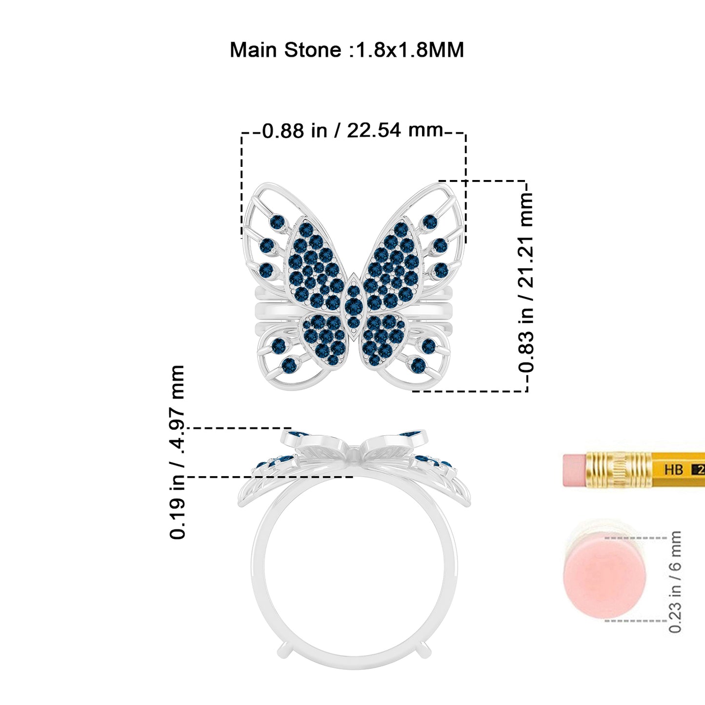 Butterfly Ring | Sterling Silver Birthstone Ring | Genuine Gemstone Ring | Personalized Promise Ring | Gift for Her
