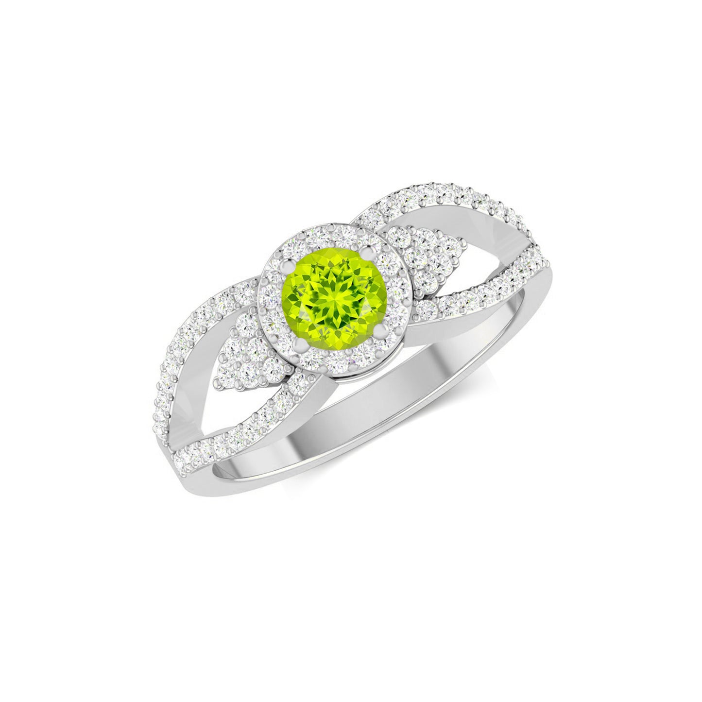 Split Shank Halo Ring | Sterling Silver Birthstone Ring | Genuine Gemstone & Diamond Studded Ring | Personalized Promise Ring | Gift for Her