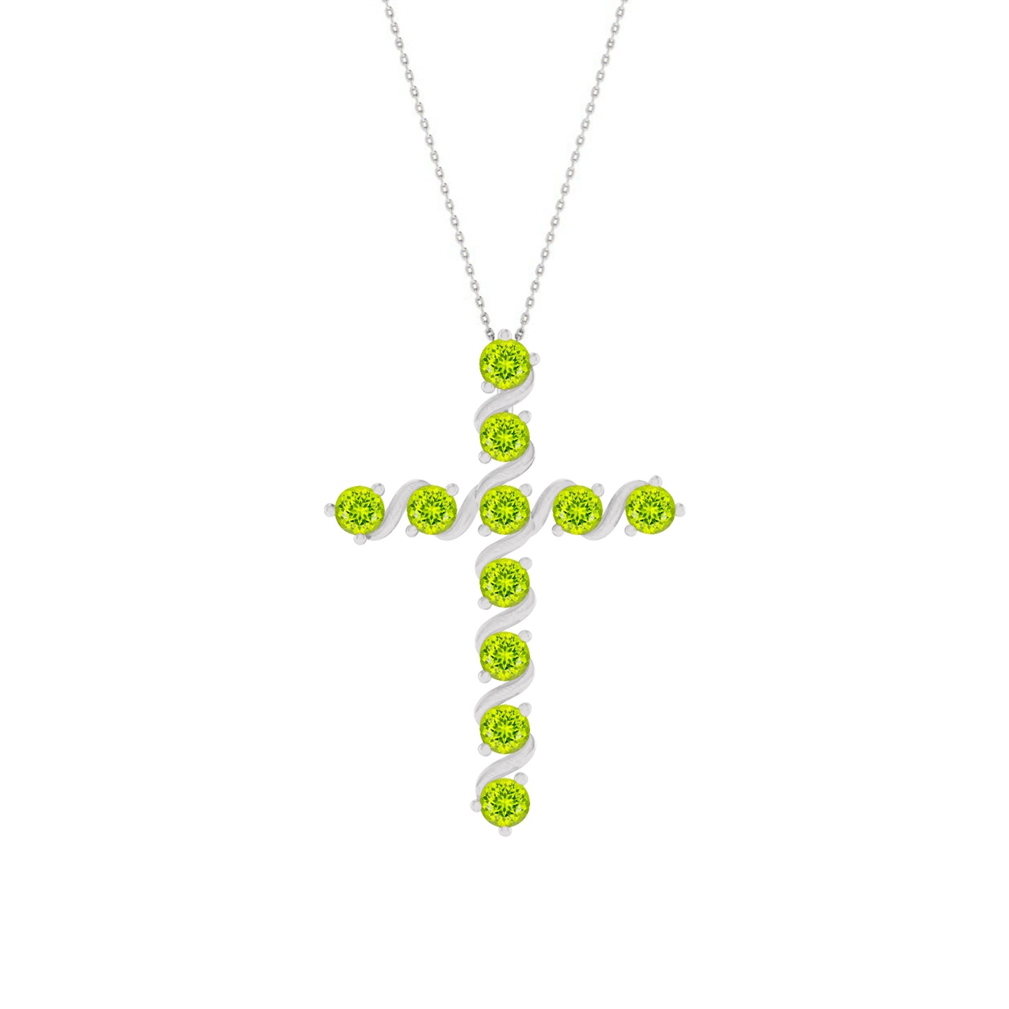 Gemstone Cross Pendant | Floral Vine Style Gemstone Pendant | Sterling Silver Birthstone Necklace | Adjustable Chain | 15 Gemstone Choices | Personalized Gemstone Pendant