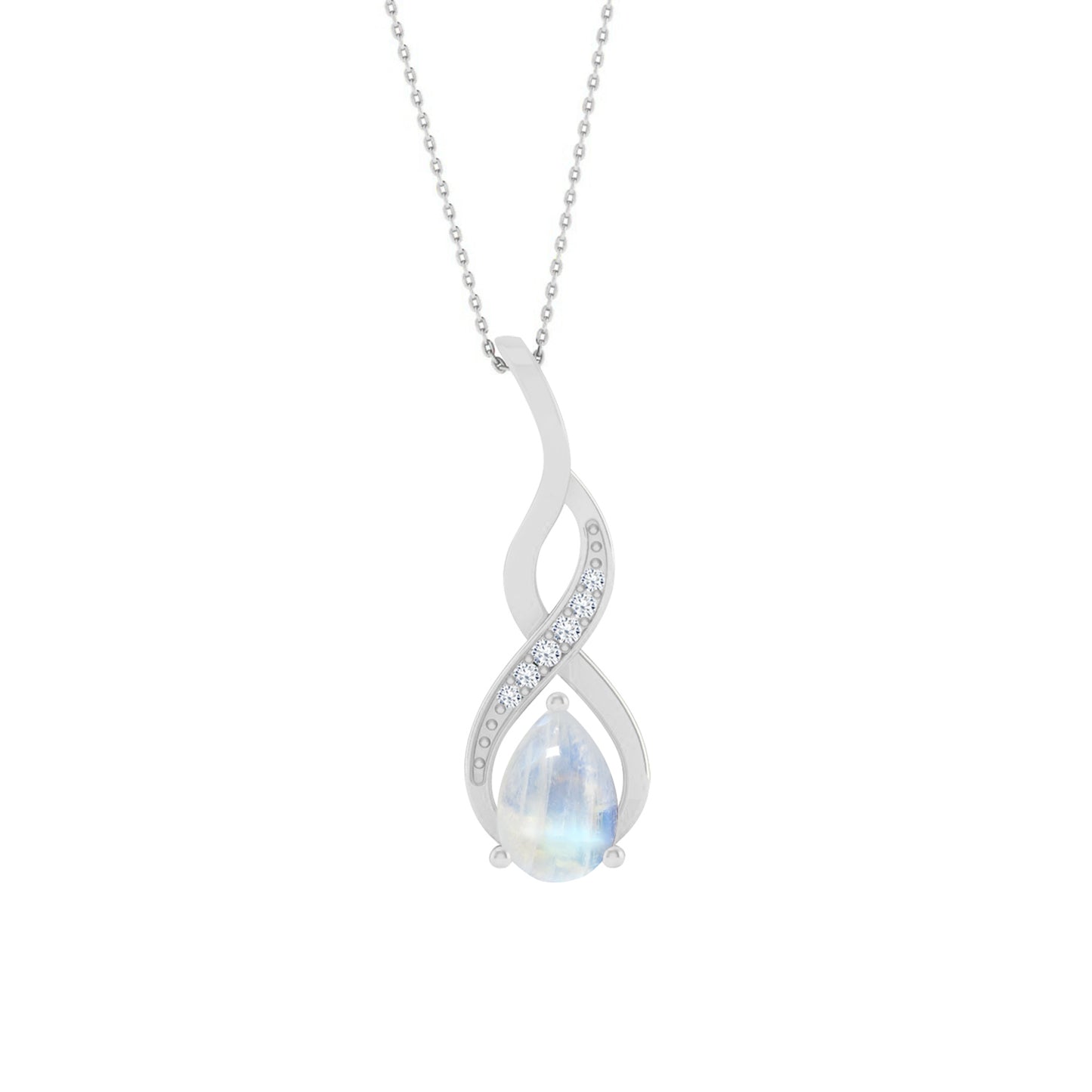 Classic Teardrop Solitaire Pendant | Starburst Pendant | Heart Knot Teardrop Pendant | Sterling Silver Birthstone Necklace | Diamond Accent | Adjustable Chain | 15 Gemstone Choices