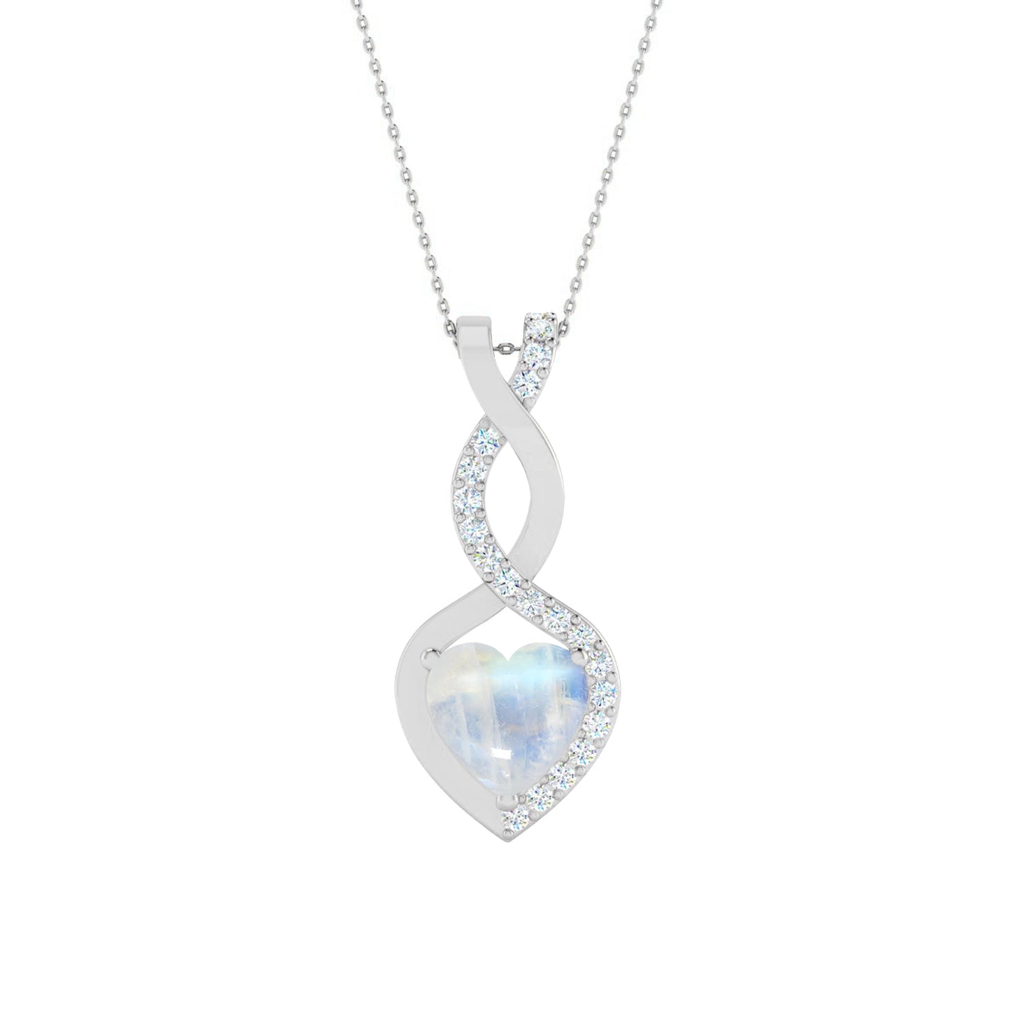 Infinity Heart Pendant | Starburst Pendant | Heart Knot Teardrop Pendant | Sterling Silver Birthstone Necklace | Diamond Accent | Adjustable Chain | 15 Gemstone Choices