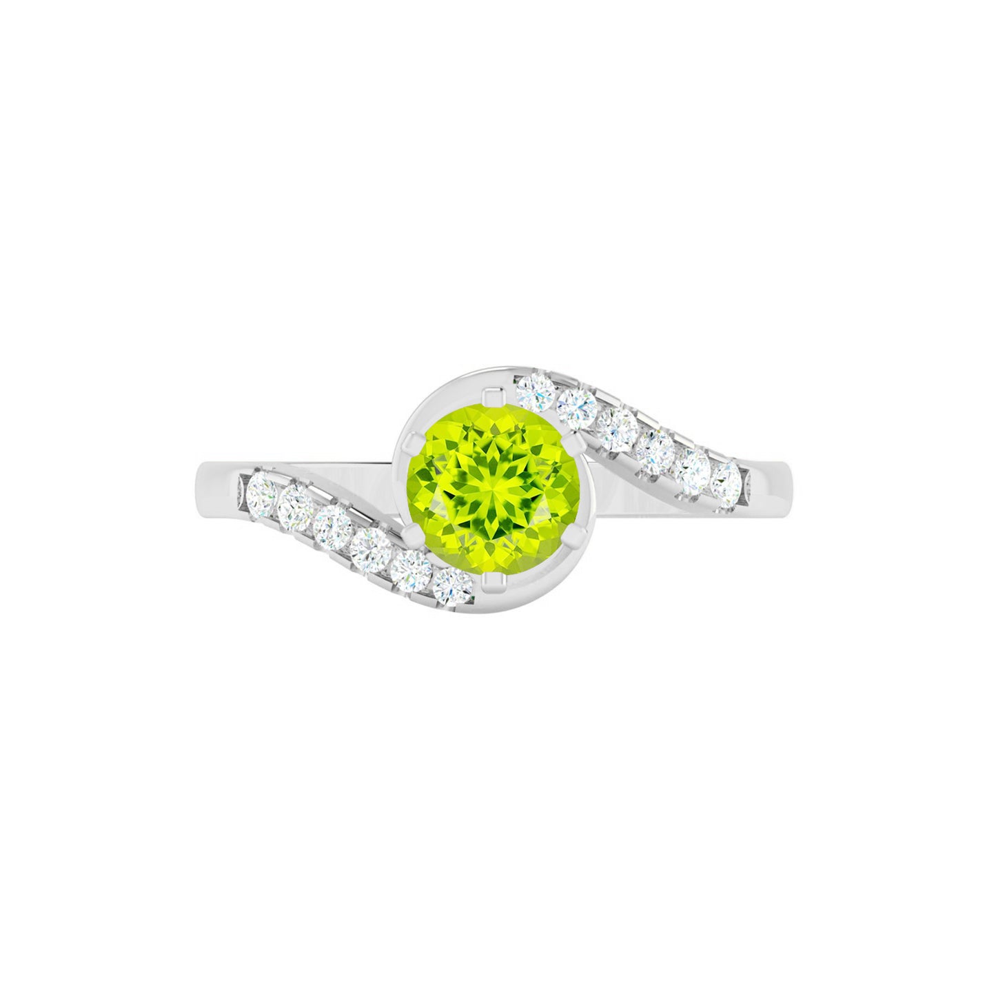 Bypass Solitaire Ring | Sterling Silver Birthstone Ring | Genuine Gemstone & Diamond Studded Ring | Personalized Promise Ring | Gift for Her