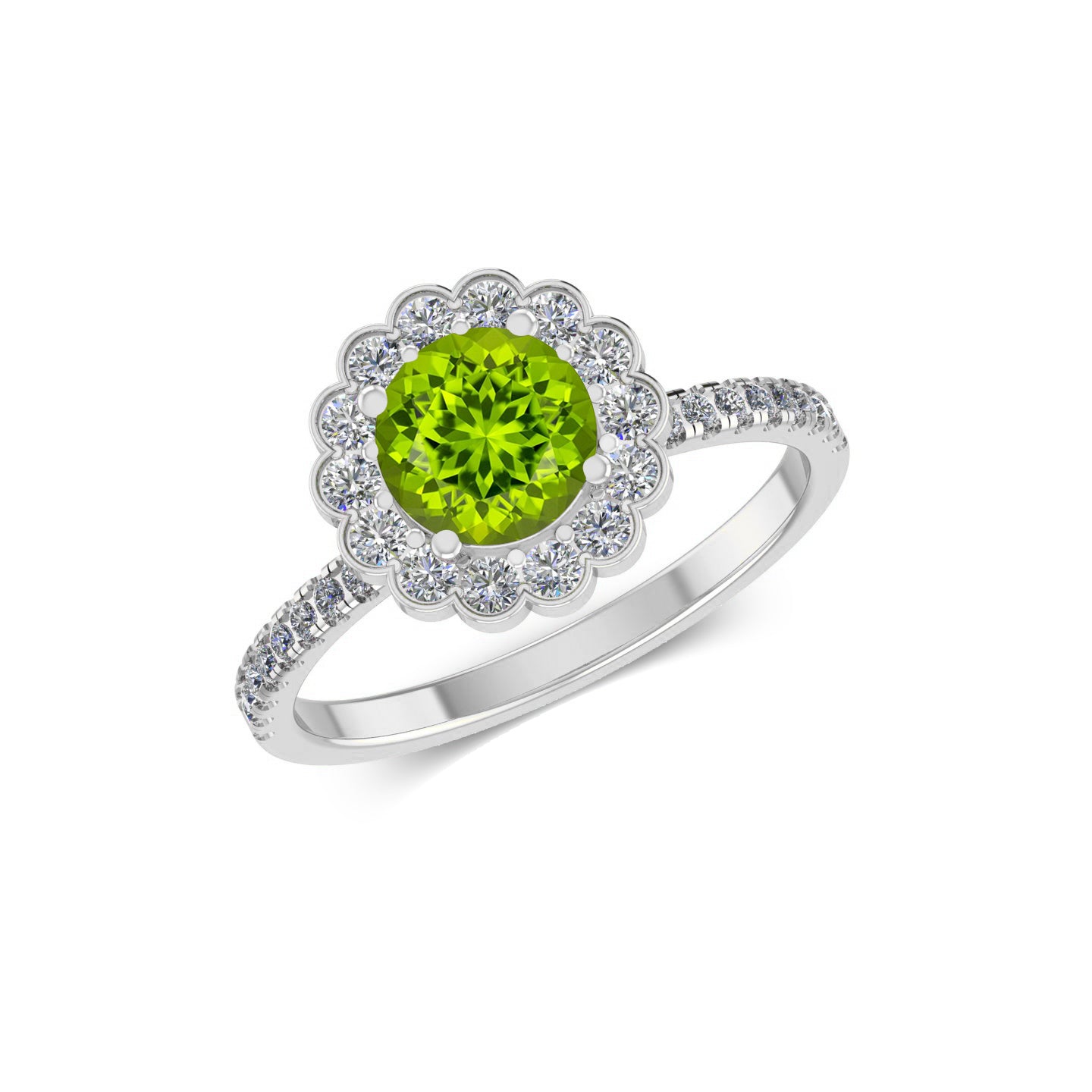 Floral Halo Ring | Sterling Silver Birthstone Ring | Genuine Gemstone & Diamond Studded Ring | Personalized Promise Ring | Gift for Her