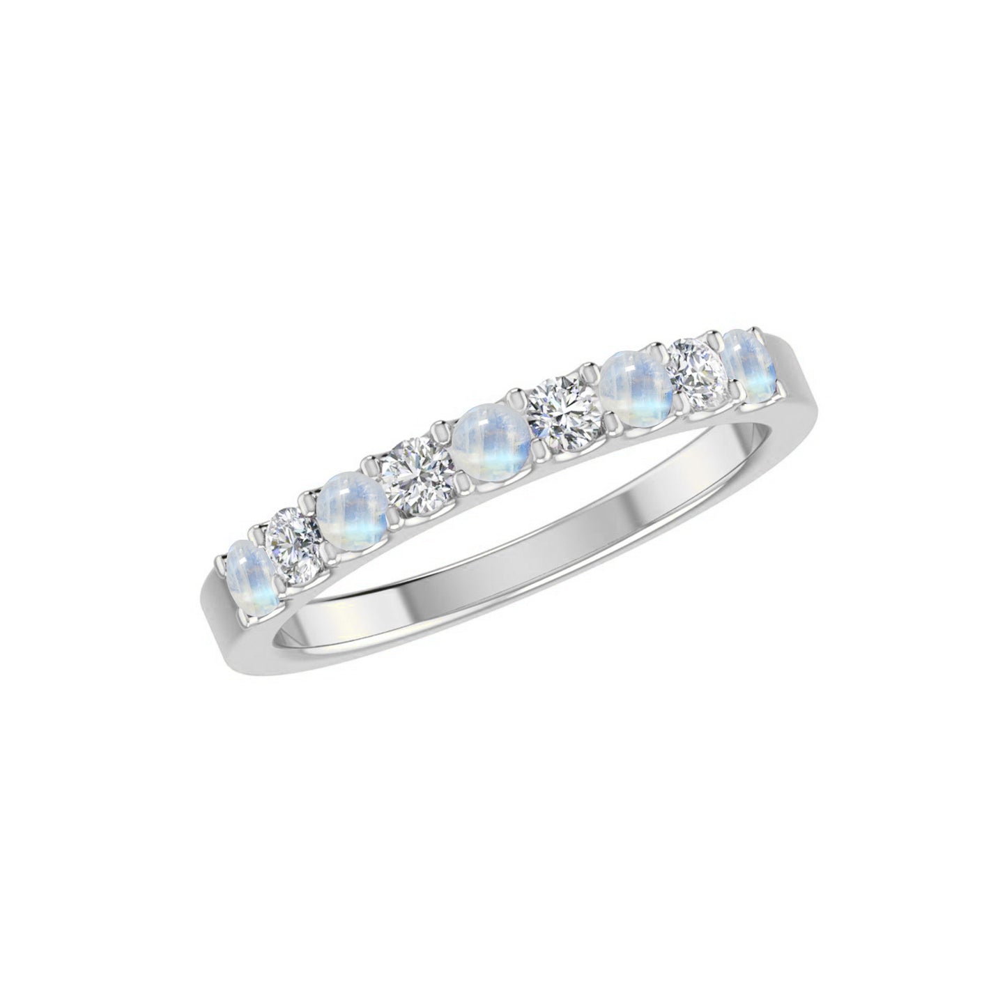 Half Eternity Ring | Sterling Silver Birthstone Ring | Genuine Gemstone & Diamond Studded Ring | Personalized Promise Ring | Gift for Her