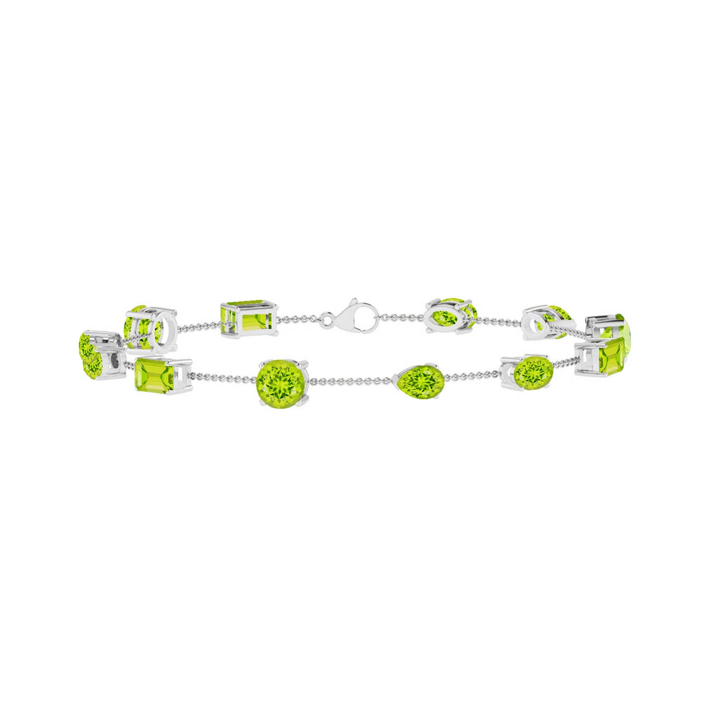 Halo Station Bracelet | Sterling Silver Birthstone Bracelet | Adjustable Chain | 15 Gemstone Choices | Personalized Gemstone Bracelet