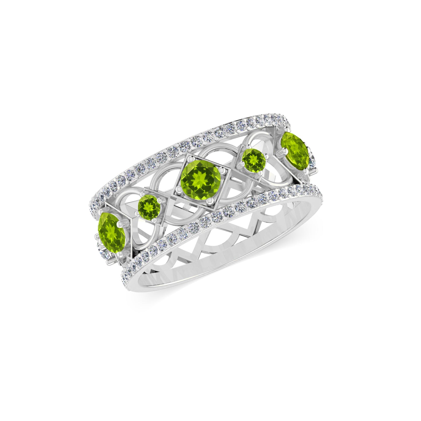 Celtic Knot Wide Band Ring | Sterling Silver Birthstone Ring | Genuine Gemstone & Diamond Studded Ring | Personalized Promise Ring | Gift for Her