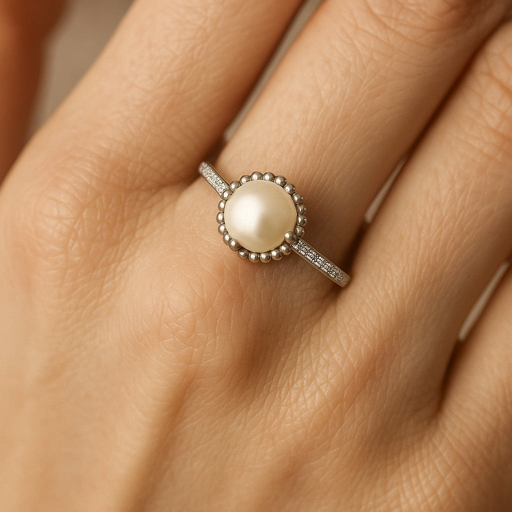 Bezel Halo Solitaire Ring | Sterling Silver Birthstone Ring | Genuine Gemstone & Diamond Studded Ring | Personalized Promise Ring | Gift for Her
