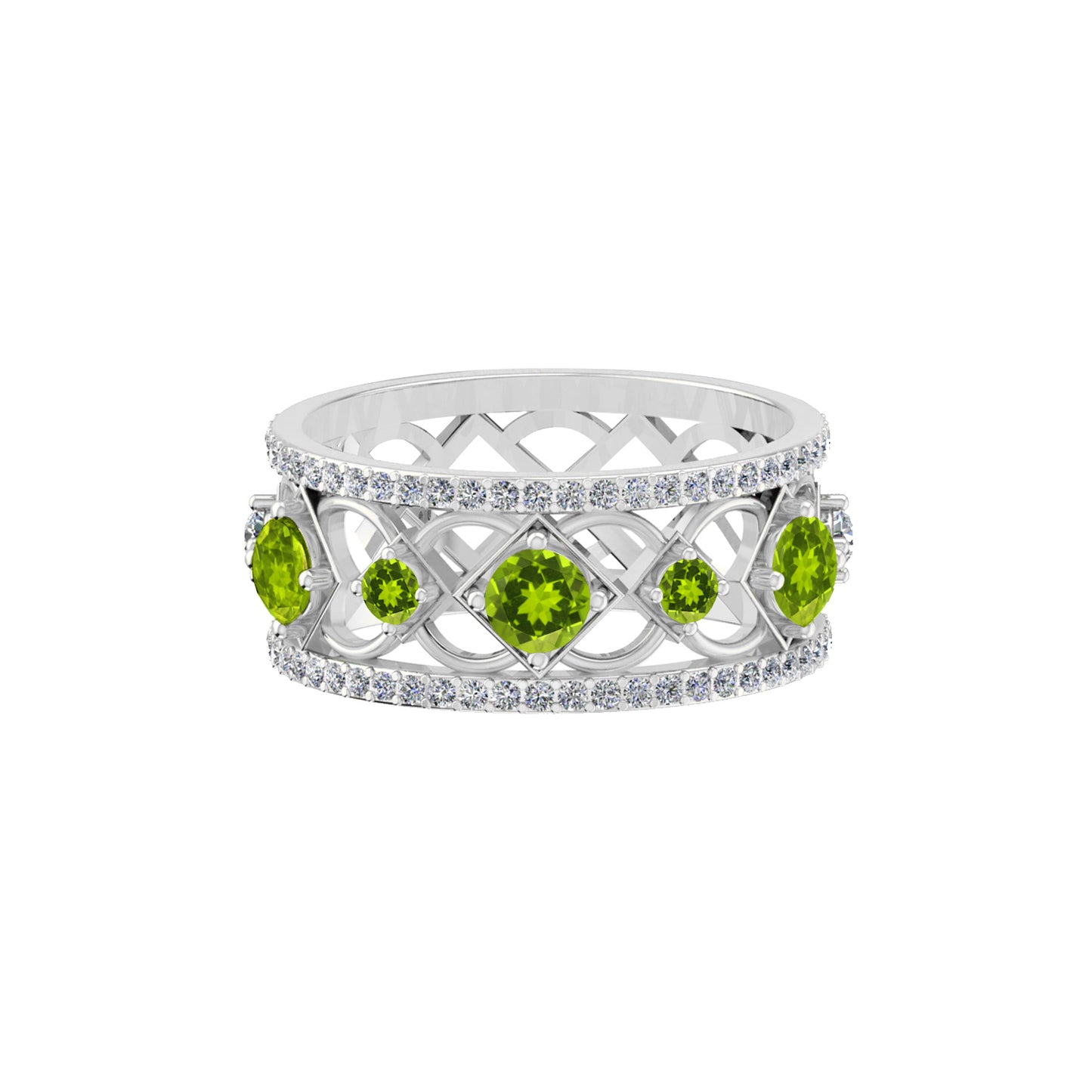 Celtic Knot Wide Band Ring | Sterling Silver Birthstone Ring | Genuine Gemstone & Diamond Studded Ring | Personalized Promise Ring | Gift for Her
