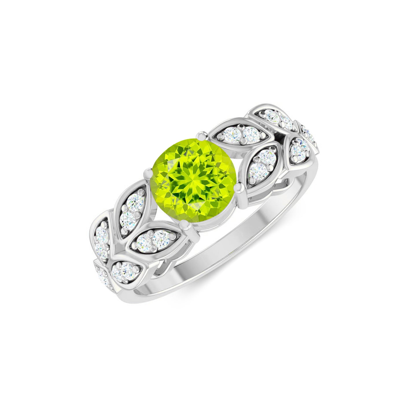 Nature-Inspired Leaf Ring | Sterling Silver Birthstone Ring | Genuine Gemstone & Diamond Studded Ring | Personalized Promise Ring | Gift for Her