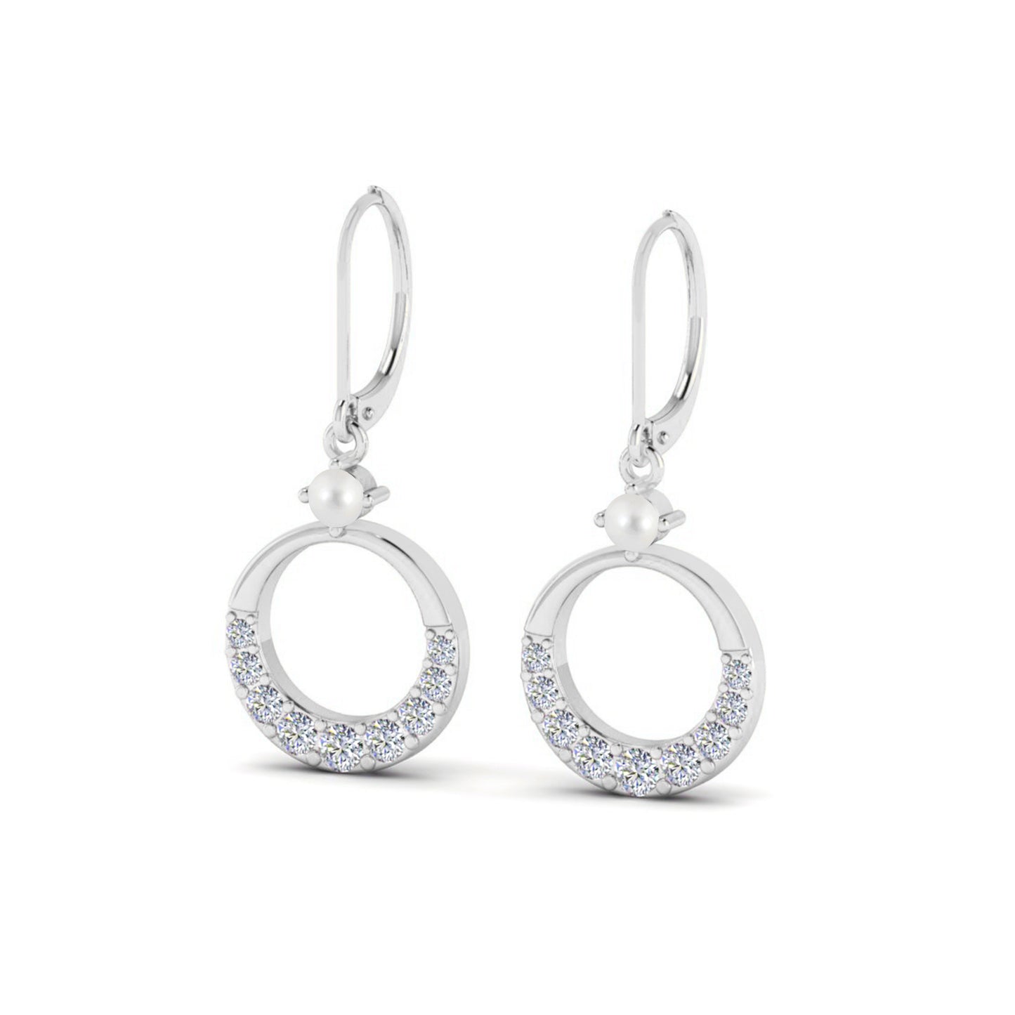 Open Circle Lever back Drop Earrings | 925 Sterling Silver Birthstone Stud Earrings | Diamond Accent Gemstone Earrings | 15 Birthstone Options | Gift for Women