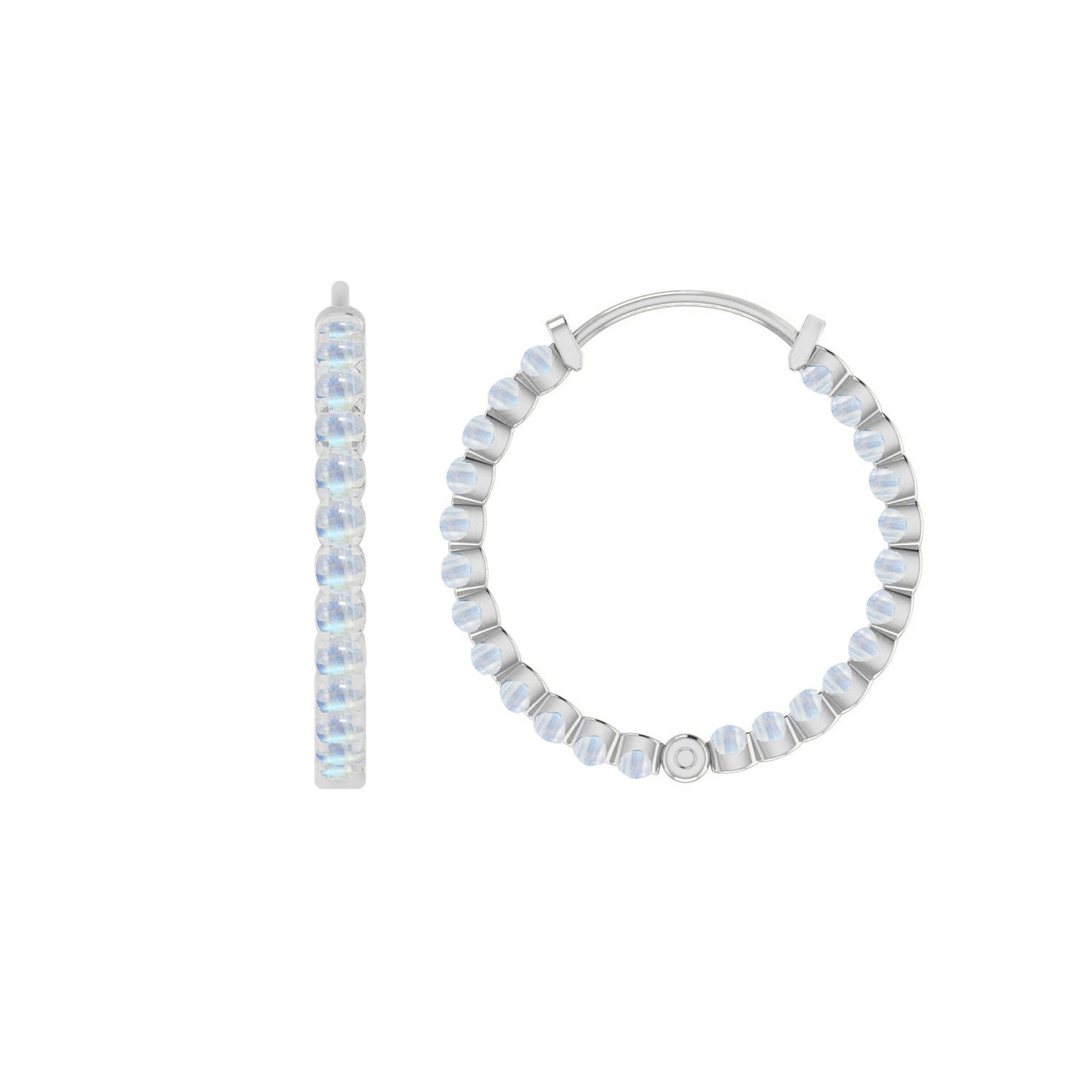Inside-Out Hoop Earrings | 925 Sterling Silver Birthstone Stud Earrings | Diamond Accent Gemstone Earrings | 15 Birthstone Options | Gift for Women