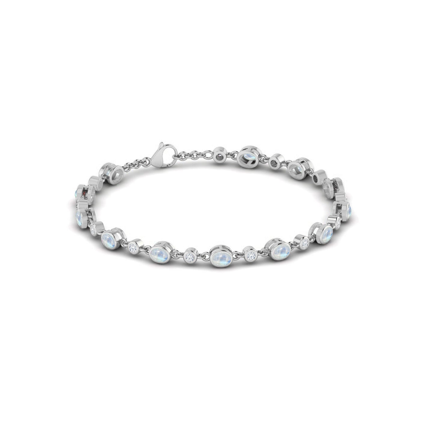 Bezel Set Tennis Bracelet | Sterling Silver Birthstone Bracelet | Adjustable Chain | 15 Gemstone Choices | Personalized Gemstone Bracelet