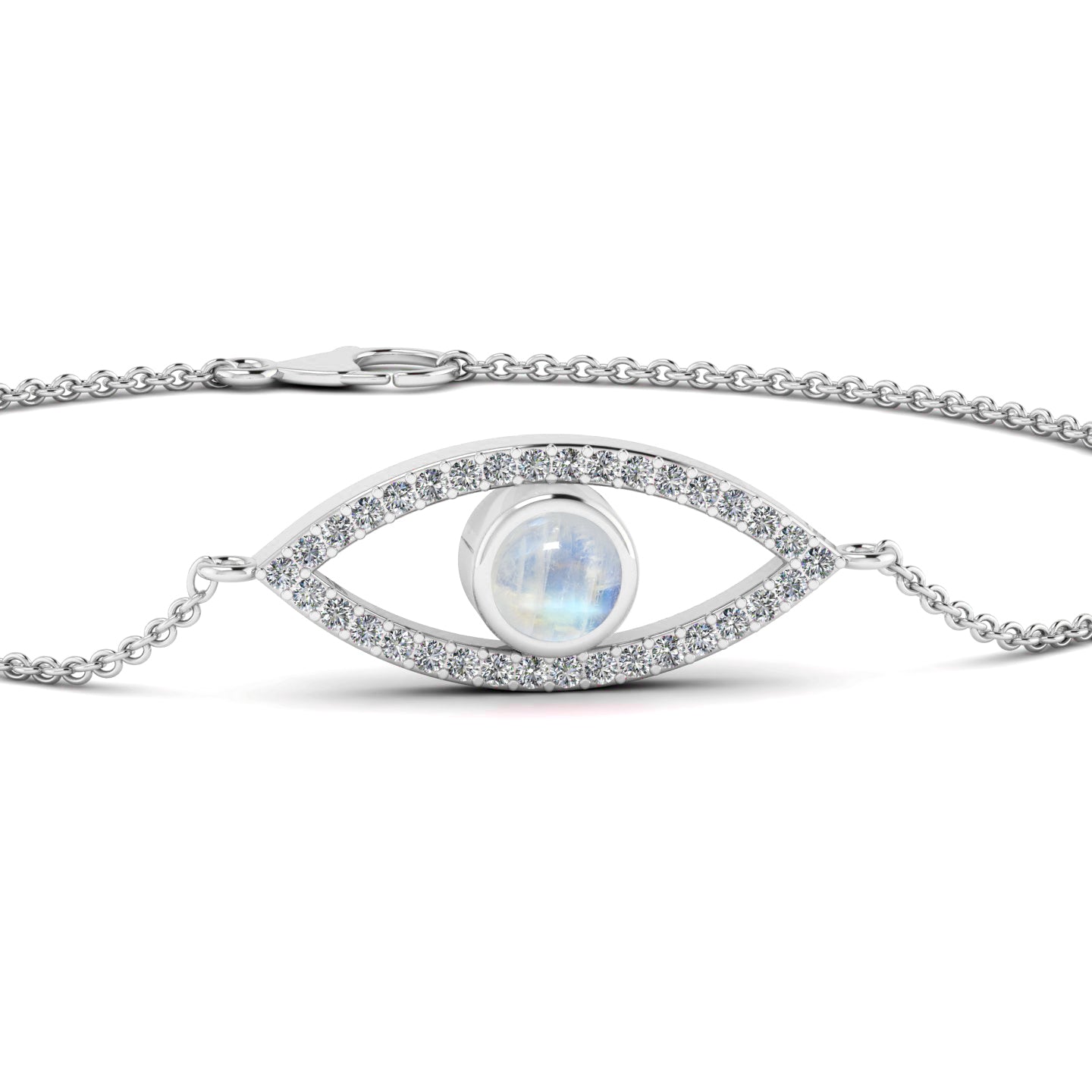 Evil Eye Bracelet | Sterling Silver Birthstone Bracelet | Adjustable Chain | 15 Gemstone Choices | Personalized Gemstone Bracelet
