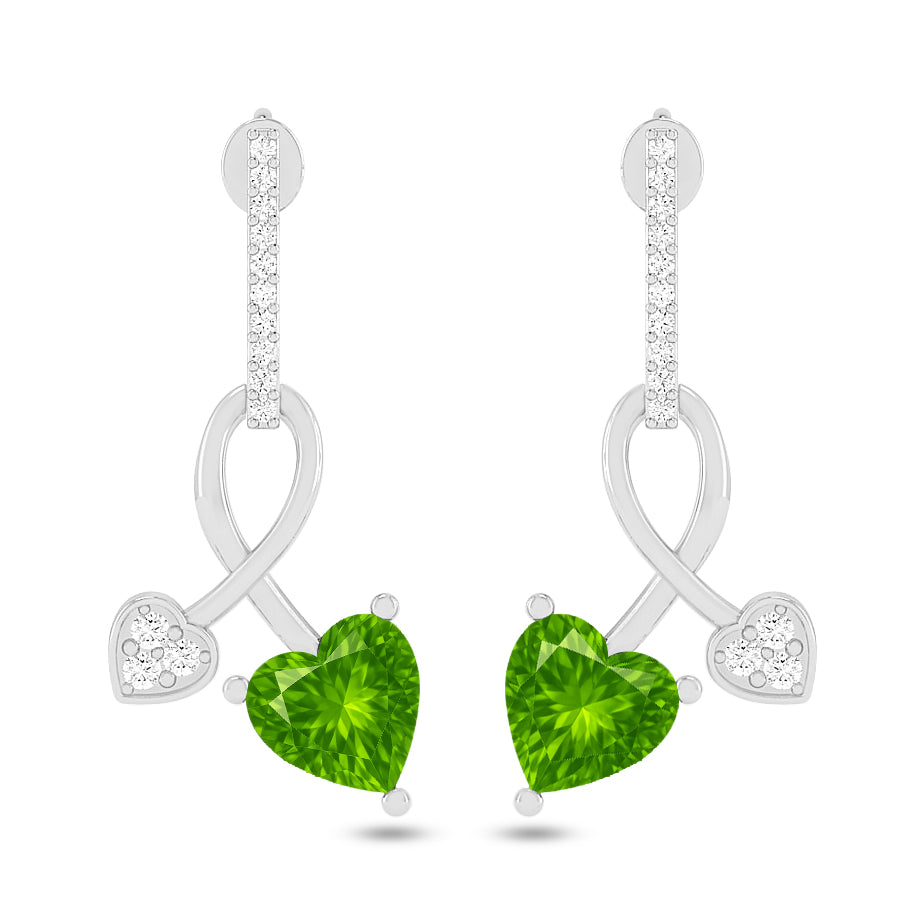 Infinity Heart Drop Earrings | 925 Sterling Silver Birthstone Stud Earrings | Diamond Accent Gemstone Earrings | 15 Birthstone Options | Gift for Women