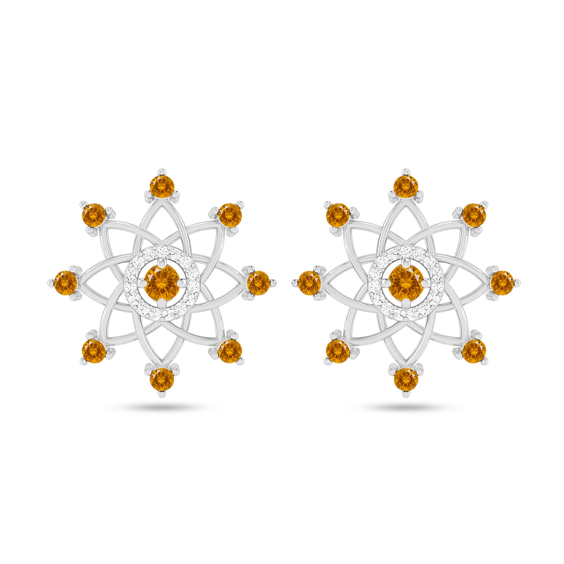 Celestial Starburst Stud Earrings | 925 Sterling Silver Birthstone Stud Earrings | Diamond Accent Gemstone Earrings | 15 Birthstone Options | Gift for Women