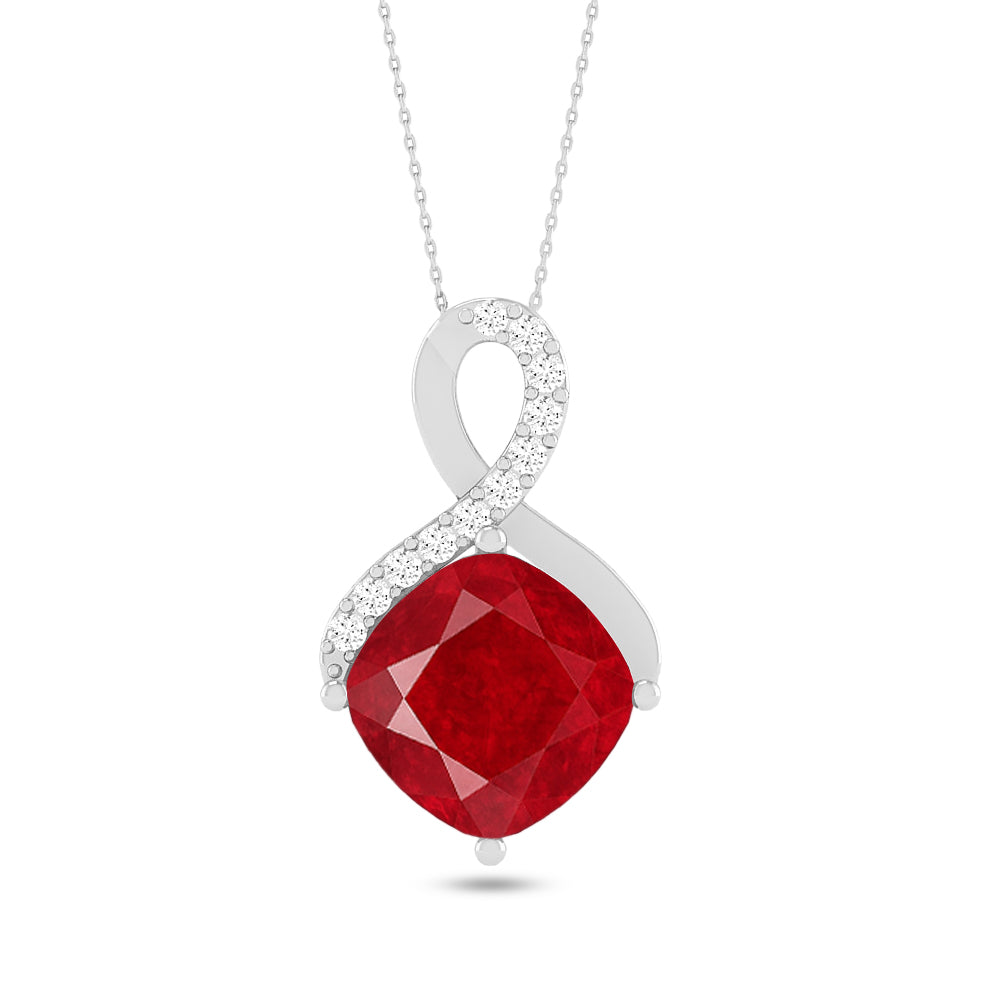 Infinity Cushion Solitaire Pendant | Starburst Pendant | Heart Knot Teardrop Pendant | Sterling Silver Birthstone Necklace | Diamond Accent | Adjustable Chain | 15 Gemstone Choices