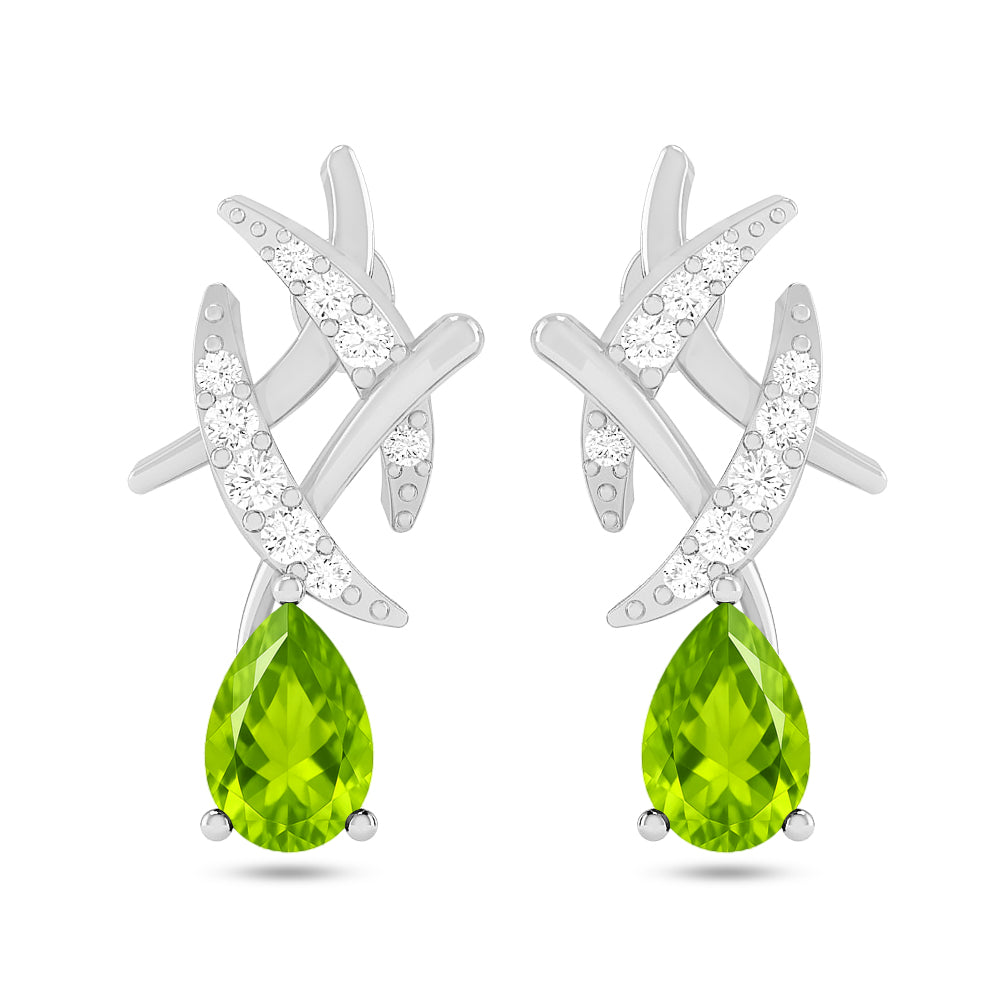 Criss-Cross Drop Earrings | 925 Sterling Silver Birthstone Stud Earrings | Diamond Accent Gemstone Earrings | 15 Birthstone Options | Gift for Women