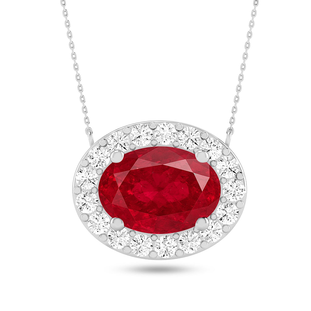 Oval Halo Solitaire Pendant | Starburst Pendant | Heart Knot Teardrop Pendant | Sterling Silver Birthstone Necklace | Diamond Accent | Adjustable Chain | 15 Gemstone Choices