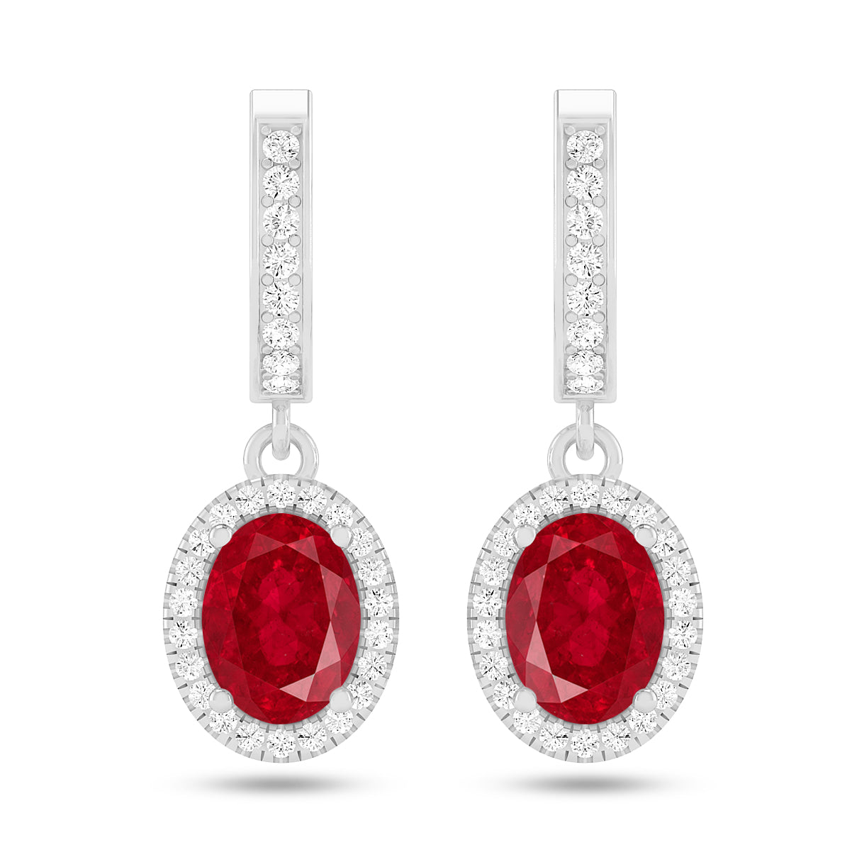 Oval Halo Drop Earrings | 925 Sterling Silver Birthstone Stud Earrings | Diamond Accent Gemstone Earrings | 15 Birthstone Options | Gift for Women
