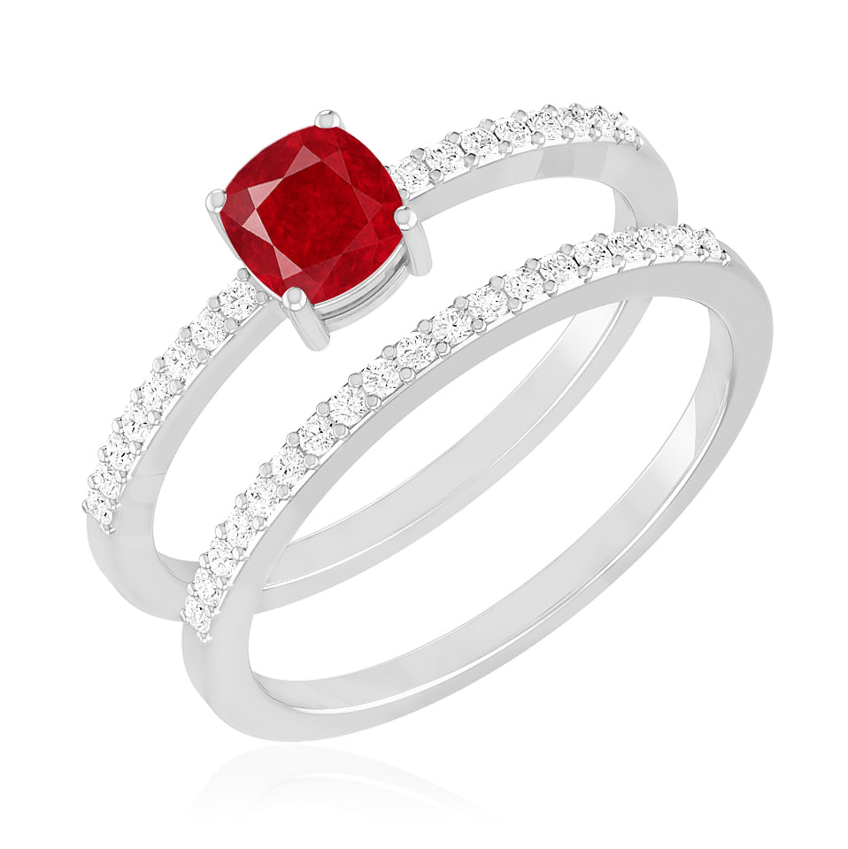 Bridal Ring Ring Set | Sterling Silver Birthstone Ring | Genuine Gemstone Studded Ring | Personalized Promise Ring | Gift for Her