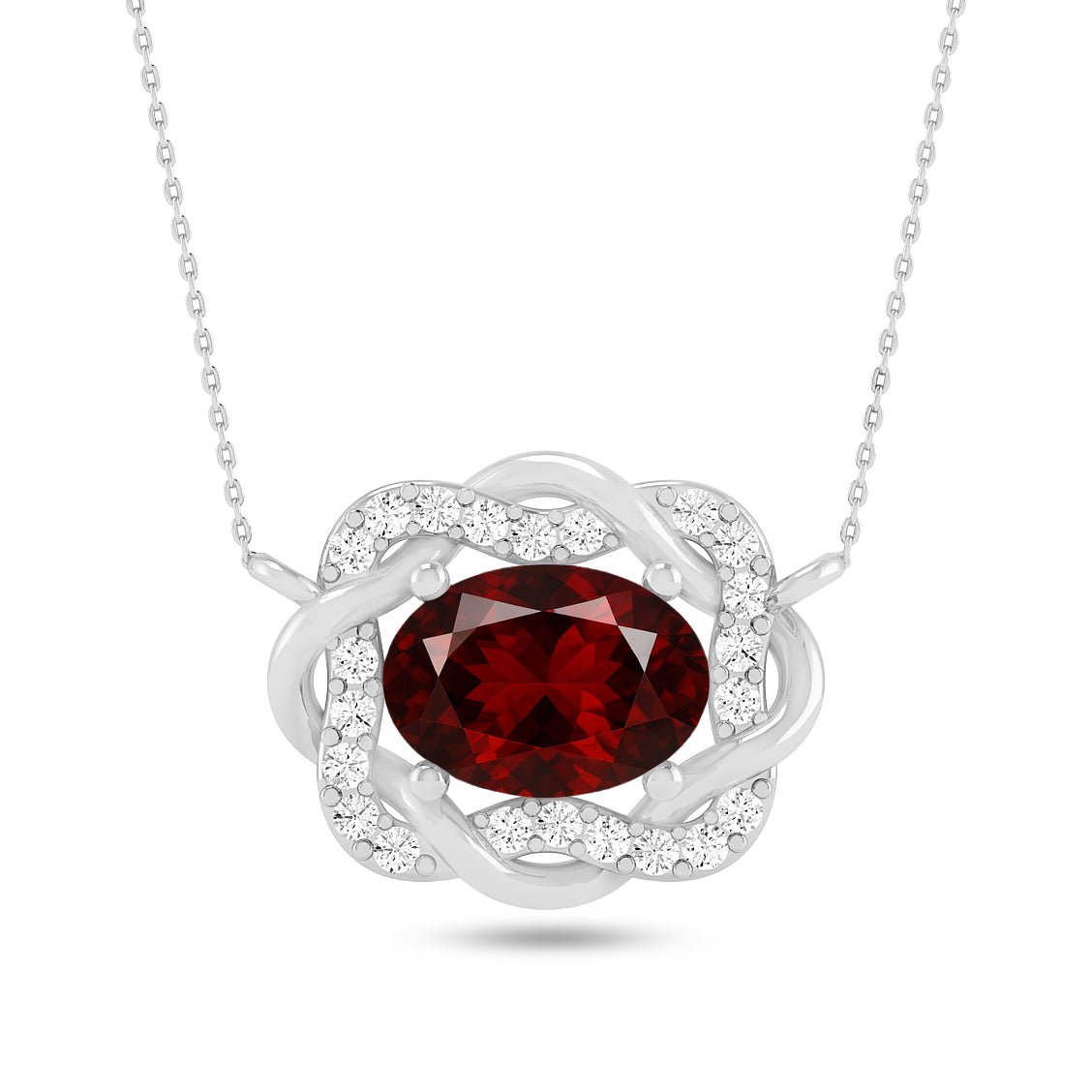 Celtic Knot Halo Pendant | Starburst Pendant | Heart Knot Teardrop Pendant | Sterling Silver Birthstone Necklace | Diamond Accent | Adjustable Chain | 15 Gemstone Choices