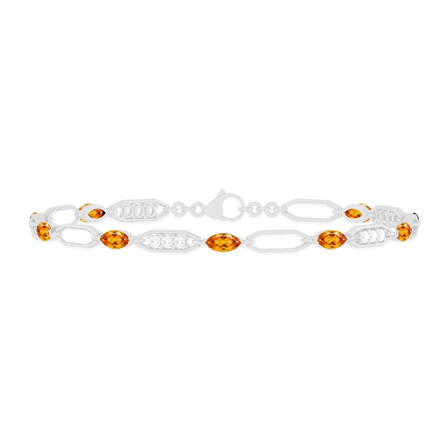 Art Deco Link Bracelet | Sterling Silver Birthstone Bracelet | Adjustable Chain | 15 Gemstone Choices | Personalized Gemstone Bracelet Floral Vine Bracelet Canter piece