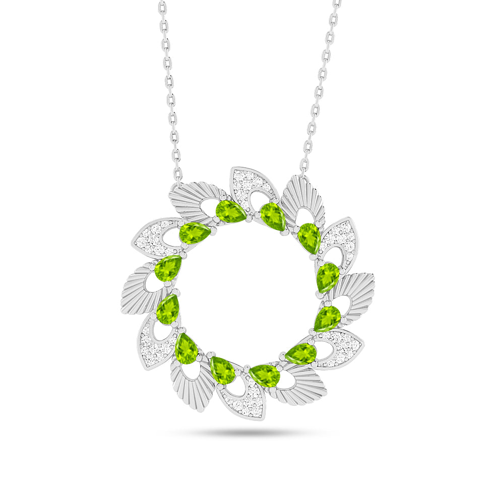 Floral Wreath Pendant | Starburst Pendant | Heart Knot Teardrop Pendant | Sterling Silver Birthstone Necklace | Diamond Accent | Adjustable Chain | 15 Gemstone Choices