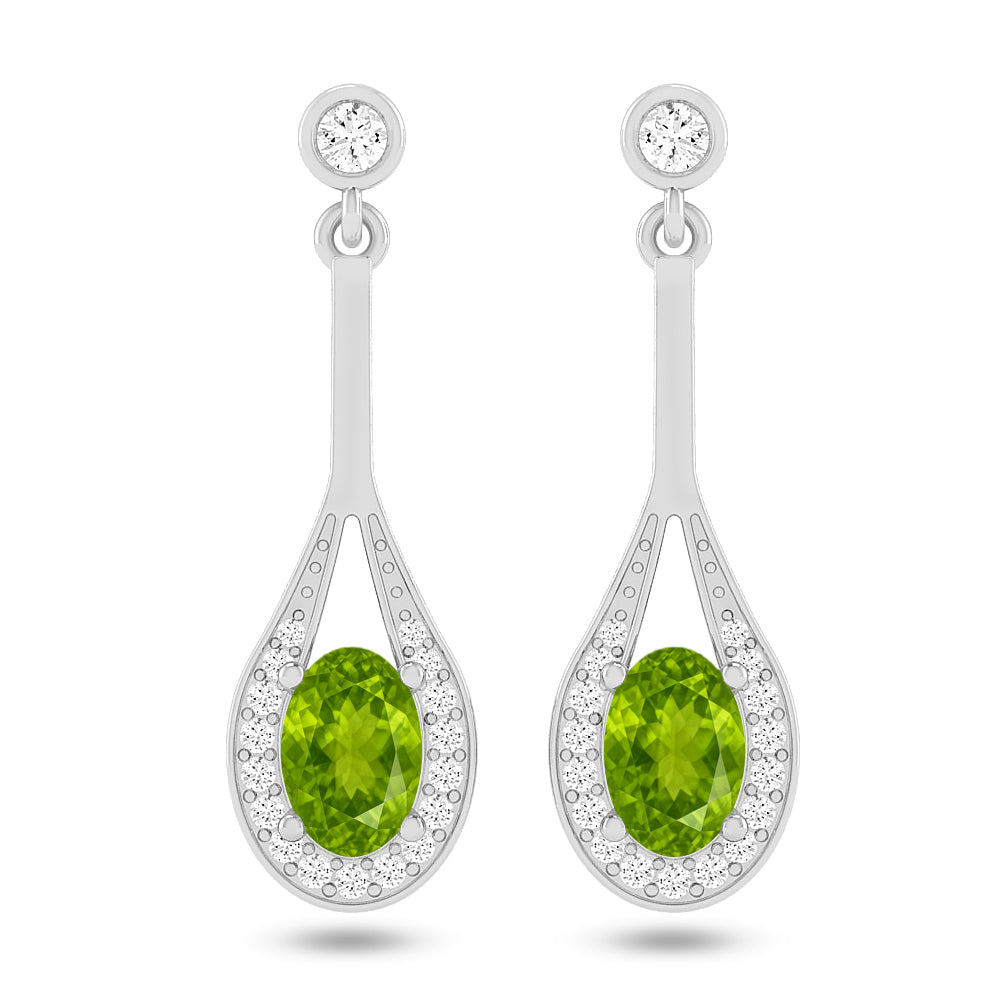 Teardrop Halo Dangle Earrings | 925 Sterling Silver Birthstone Stud Earrings | Diamond Accent Gemstone Earrings | 15 Birthstone Options | Gift for Women