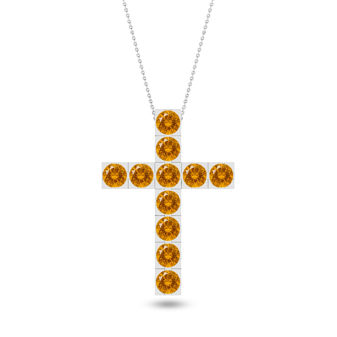 Cross Pendant Necklace | Sterling Silver Birthstone Necklace | Adjustable Chain | 15 Gemstone Choices | Personalized Gemstone Pendant