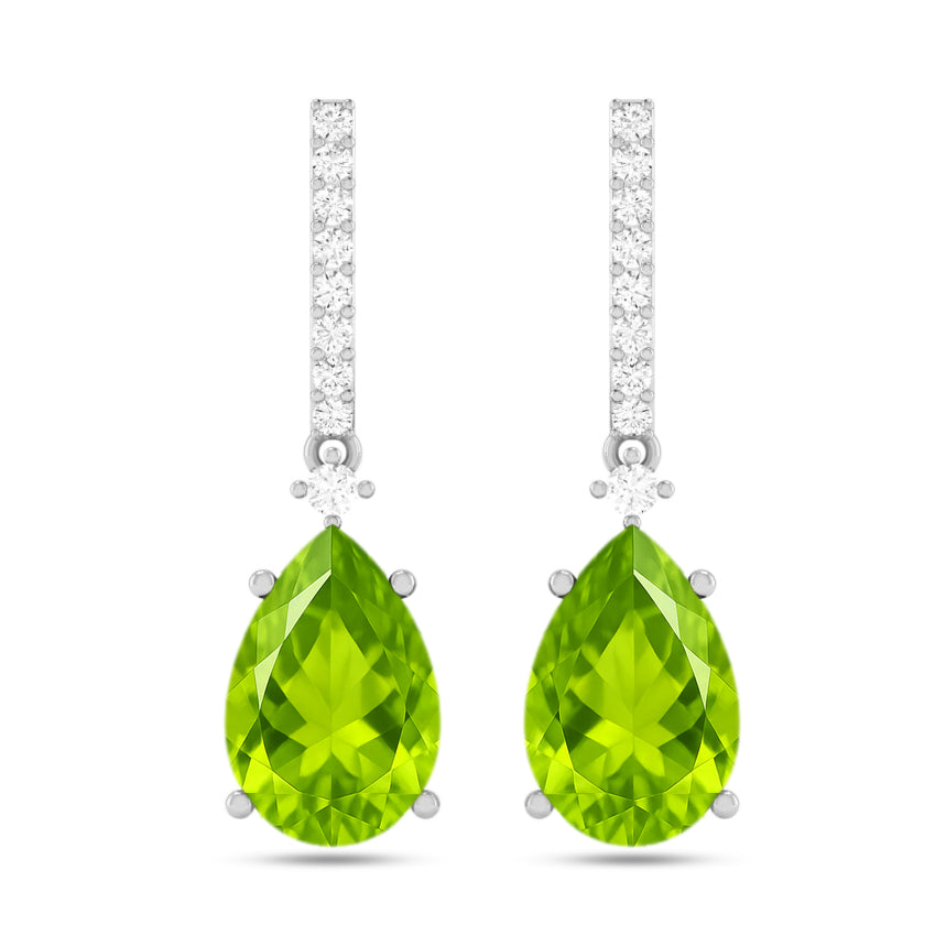 Bar Drop Earrings | 925 Sterling Silver Birthstone Stud Earrings | Diamond Accent Gemstone Earrings | 15 Birthstone Options | Gift for Women