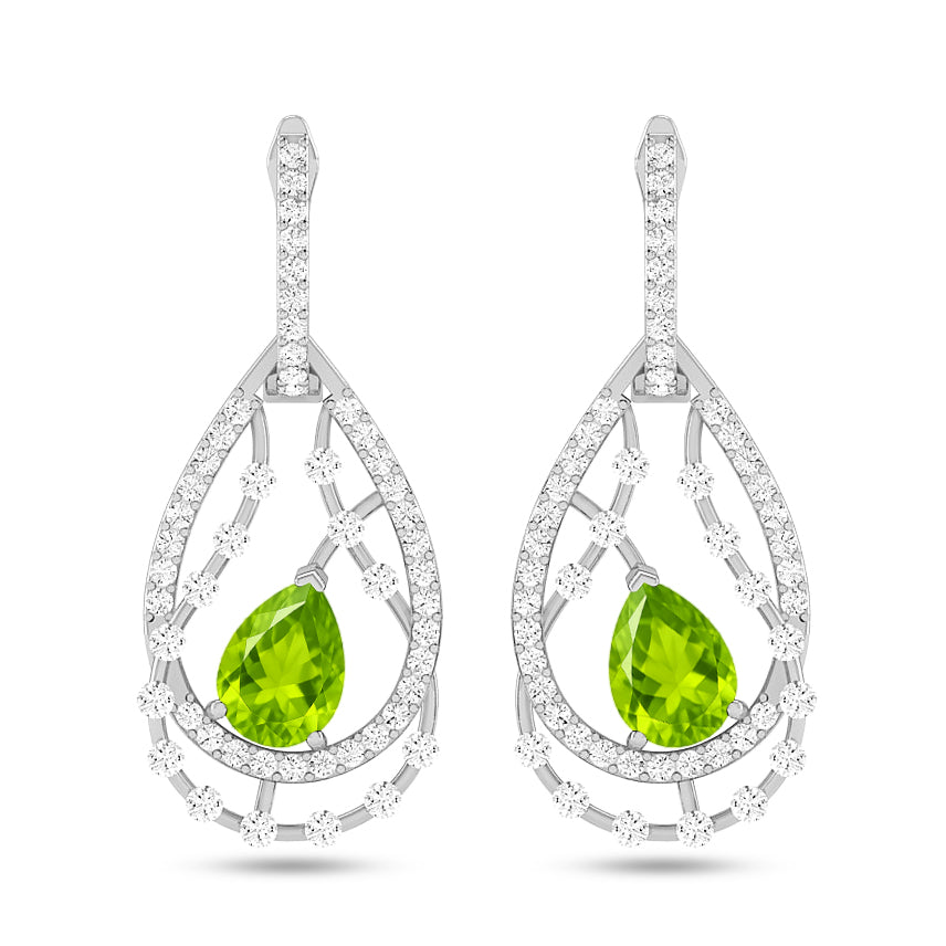 Double Teardrop Halo Drop Earrings | 925 Sterling Silver Birthstone Stud Earrings | Diamond Accent Gemstone Earrings | 15 Birthstone Options | Gift for Women