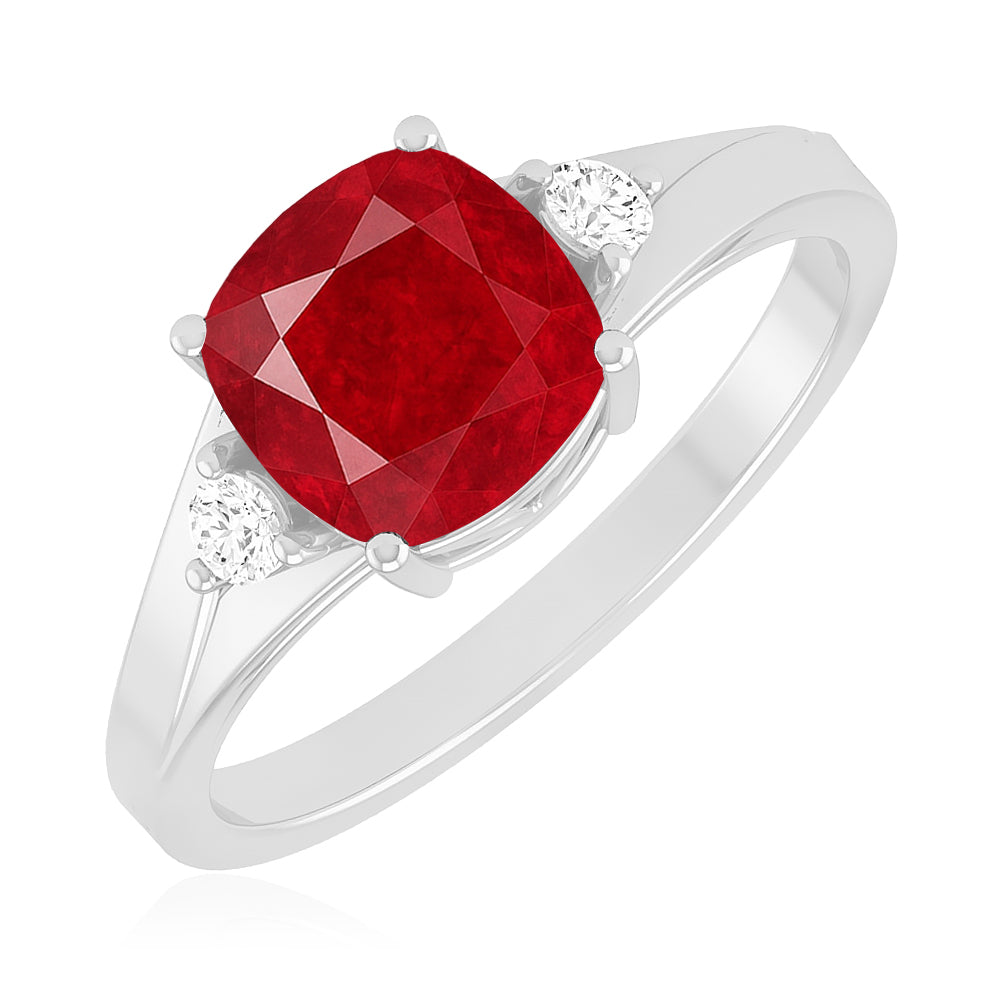 Classic Three-Stone Solitaire Ring | Sterling Silver Birthstone Ring | Genuine Gemstone & Diamond Studded Ring | Personalized Promise Ring | Gift for Her