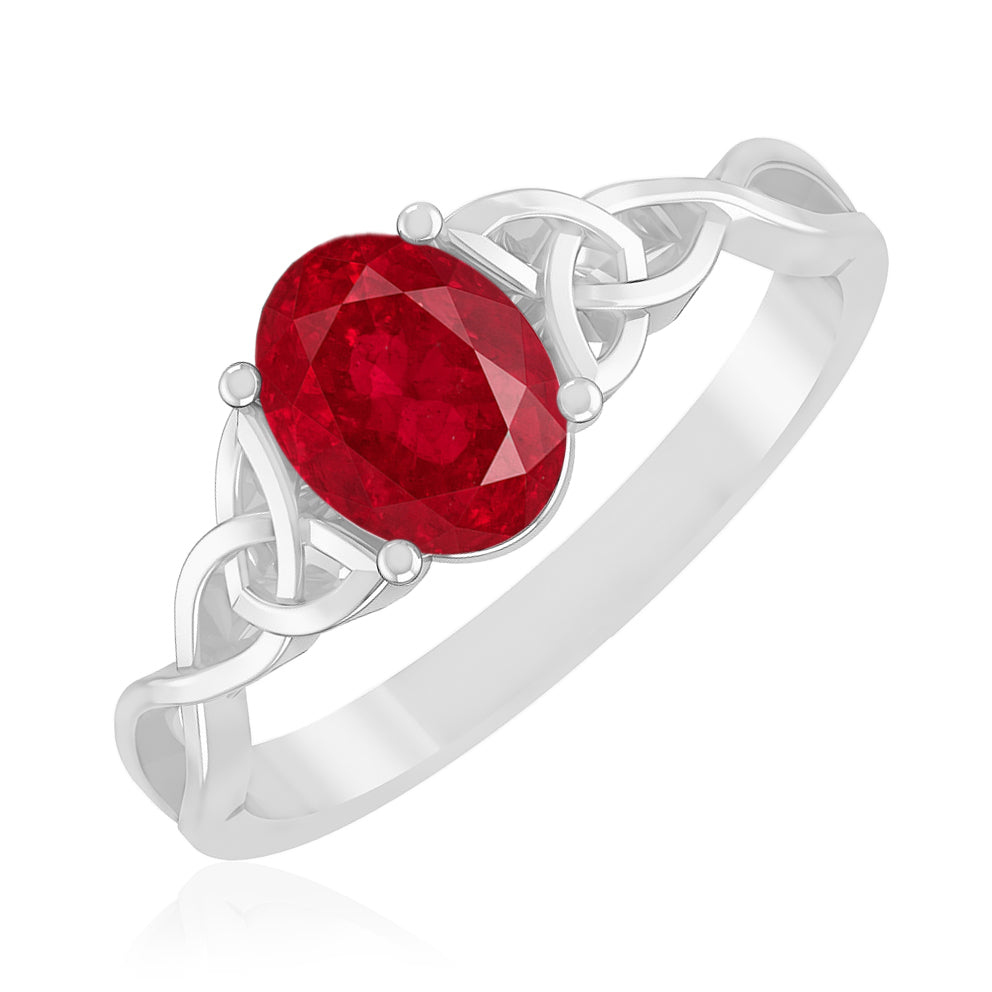 Celtic Knot Oval Solitaire Ring | Sterling Silver Birthstone Ring | Genuine Gemstone Studded Ring | Personalized Promise Ring | Gift for Her