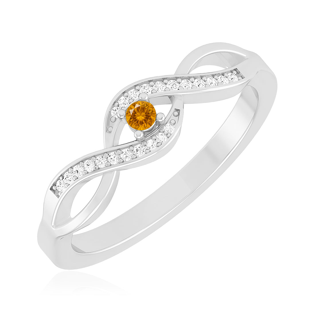 Infinity Ring | Sterling Silver Birthstone Ring | Genuine Gemstone & Diamond Studded Ring | Personalized Promise Ring | Gift for Her