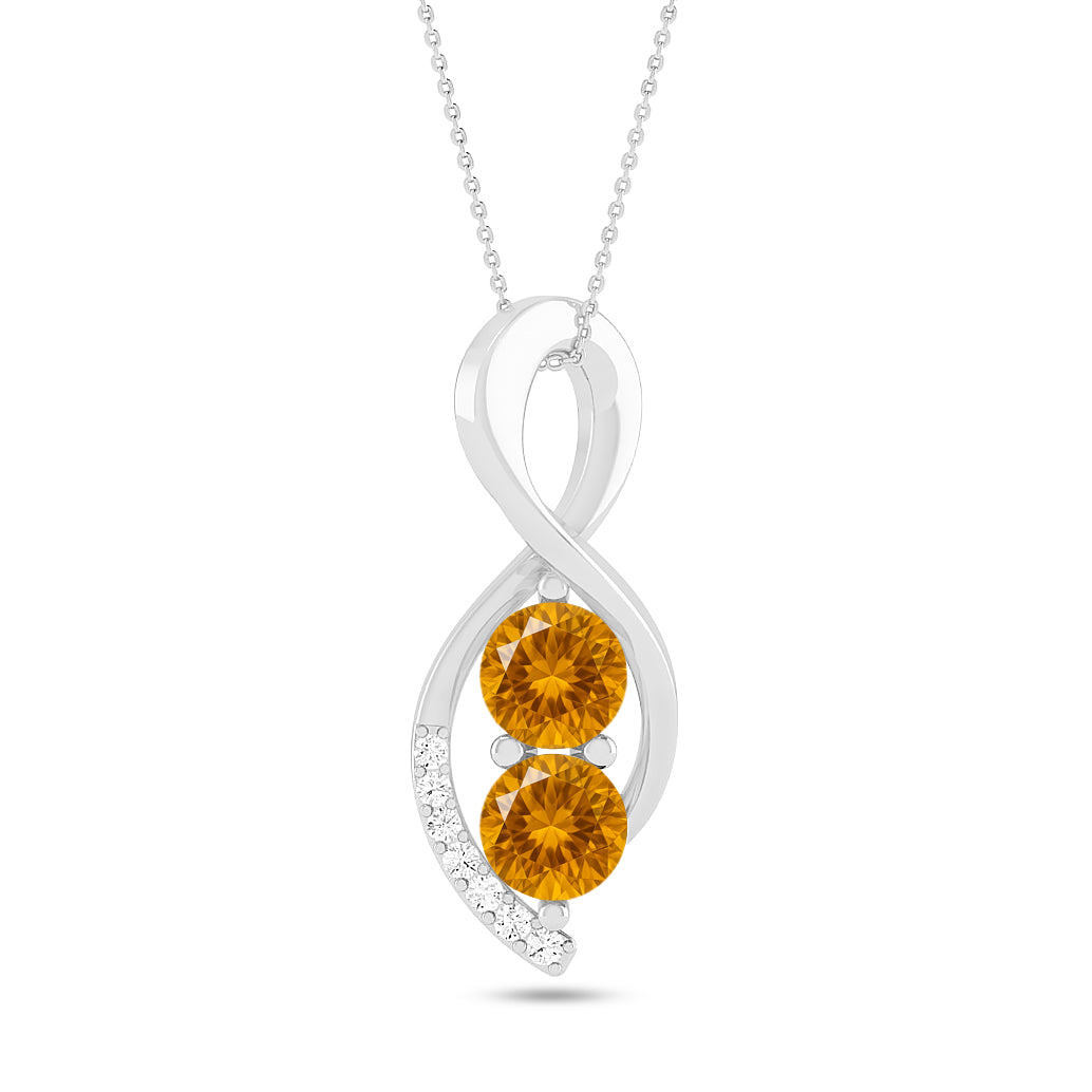 Infinity Twist Pendant | Starburst Pendant | Heart Knot Teardrop Pendant | Sterling Silver Birthstone Necklace | Diamond Accent | Adjustable Chain | 15 Gemstone Choices