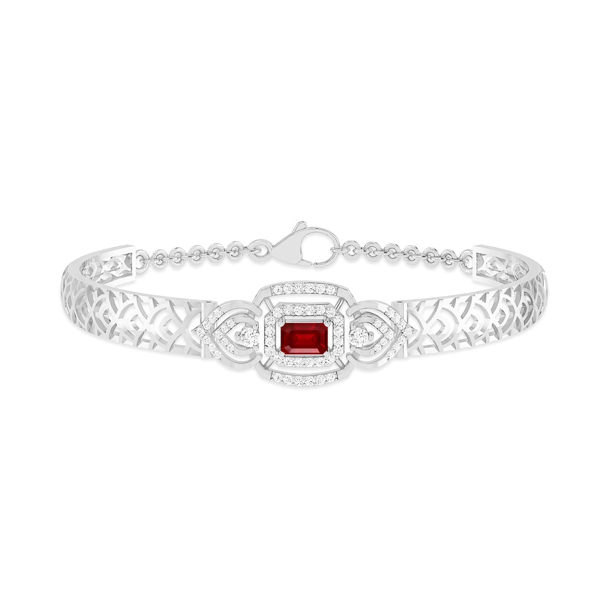 Art Deco Cuff Bracelet| Sterling Silver Birthstone Bracelet | Adjustable Chain | 15 Gemstone Choices | Personalized Gemstone Bracelet Floral Vine Bracelet Canter piece