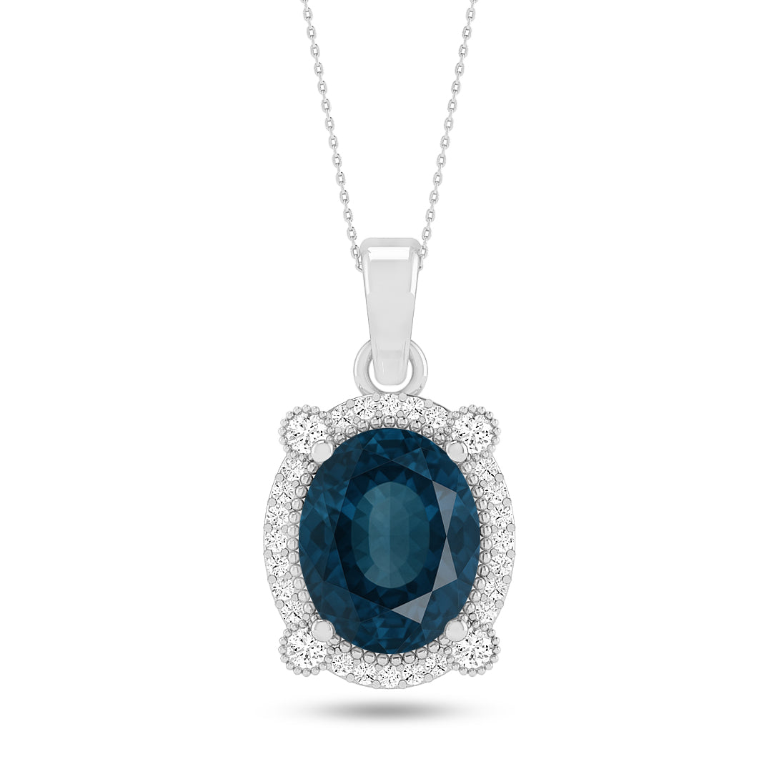 Oval Cabochon Halo Pendant | Starburst Pendant | Heart Knot Teardrop Pendant | Sterling Silver Birthstone Necklace | Diamond Accent | Adjustable Chain | 15 Gemstone Choices
