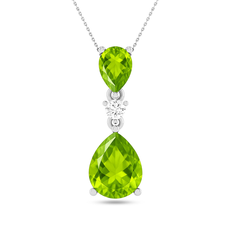 Double Pear Drop Pendant | Starburst Pendant | Heart Knot Teardrop Pendant | Sterling Silver Birthstone Necklace | Diamond Accent | Adjustable Chain | 15 Gemstone Choices